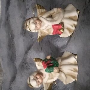 Homco Angel Christmas Ordiments Set of 2